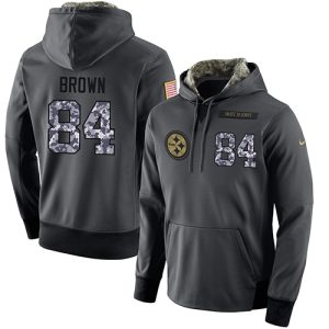 NFL Men's  Pittsburgh Steelers #84 Antonio Brown Stitched Black Anthracite Salute to Service Player Performance Hoodie