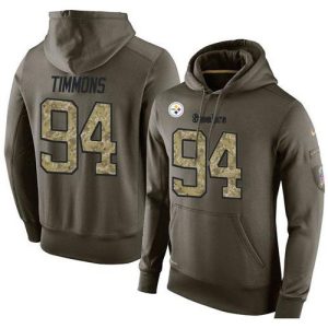 NFL Men's  Pittsburgh Steelers #94 Lawrence Timmons Stitched Green Olive Salute To Service KO Performance Hoodie