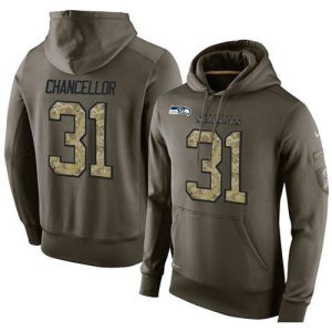NFL Men's  Seattle Seahawks #31 Kam Chancellor Stitched Green Olive Salute To Service KO Performance Hoodie