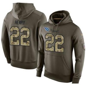 NFL Men's  Tennessee Titans #22 Derrick Henry Stitched Green Olive Salute To Service KO Performance Hoodie