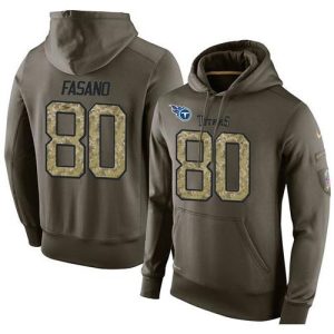 NFL Men's  Tennessee Titans #80 Anthony Fasano Stitched Green Olive Salute To Service KO Performance Hoodie