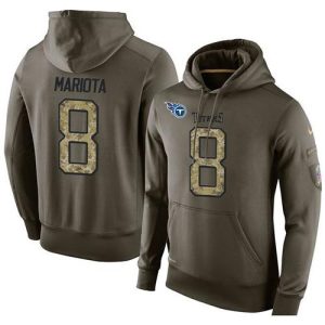 NFL Men's  Tennessee Titans #8 Marcus Mariota Stitched Green Olive Salute To Service KO Performance Hoodie