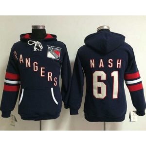 New York Rangers #61 Rick Nash Navy Blue Women's Old Time Heidi NHL Hoodie