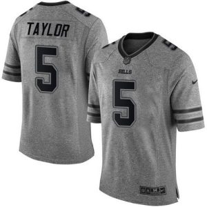 Bills #5 Tyrod Taylor Gray Men's Stitched NFL Limited Gridiron Gray Jersey