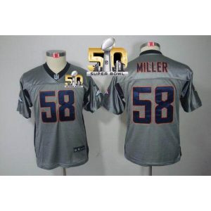 Broncos #58 Von Miller Grey Shadow Super Bowl 50 Youth Stitched NFL Elite Jersey