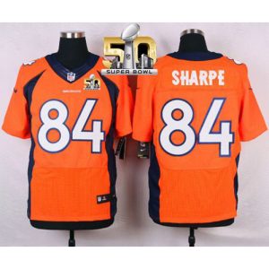 Broncos #84 Shannon Sharpe Orange Team Color Super Bowl 50 Men's Stitched NFL Elite Jersey