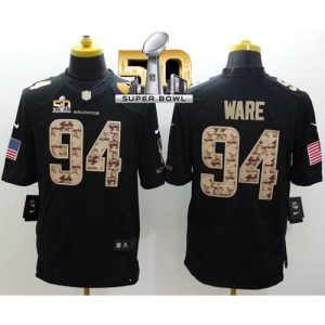 Broncos #94 DeMarcus Ware Black Super Bowl 50 Men's Stitched NFL Limited Salute to Service Jersey