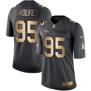 Broncos #95 Derek Wolfe Black Men's Stitched NFL Limited Gold Salute To Service Jersey