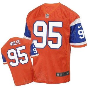 Broncos #95 Derek Wolfe Orange Throwback Men's Stitched NFL Elite Jersey