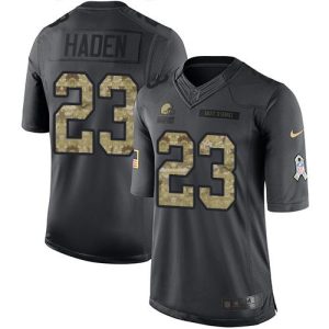 Browns #23 Joe Haden Black Youth Stitched NFL Limited 2016 Salute to Service Jersey