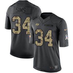 Buccaneers #34 Charles Sims Black Men's Stitched NFL Limited 2016 Salute to Service Jersey