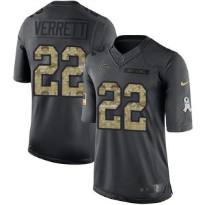 Chargers #22 Jason Verrett Black Men's Stitched NFL Limited 2016 Salute to Service Jersey