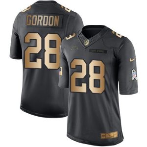 Chargers #28 Melvin Gordon Black Men's Stitched NFL Limited Gold Salute To Service Jersey