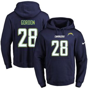 Chargers #28 Melvin Gordon Navy Blue Name & Number Pullover NFL Hoodie