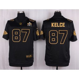 Chiefs #87 Travis Kelce Black Men's Stitched NFL Elite Pro Line Gold Collection Jersey