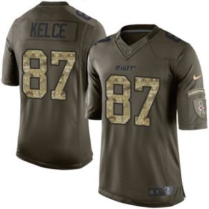 Chiefs #87 Travis Kelce Green Men's Stitched NFL Limited Salute to Service Jersey