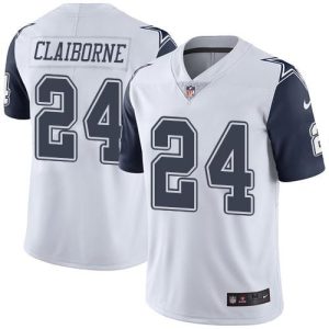 Cowboys #24 Morris Claiborne White Men's Stitched NFL Limited Rush Jersey