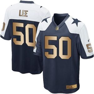 Cowboys #50 Sean Lee Navy Blue Thanksgiving Throwback Youth Stitched NFL Elite Gold Jersey
