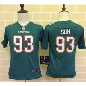 Dolphins #93 Ndamukong Suh Aqua Green Team Color Youth Stitched NFL Elite Jersey