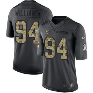 Dolphins #94 Mario Williams Black Men's Stitched NFL Limited 2016 Salute to Service Jersey