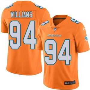 Dolphins #94 Mario Williams Orange Men's Stitched NFL Limited Rush Jersey