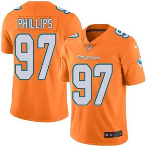Dolphins #97 Jordan Phillips Orange Men's Stitched NFL Limited Rush Jersey