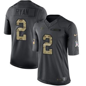 Falcons #2 Matt Ryan Black Youth Stitched NFL Limited 2016 Salute to Service Jersey