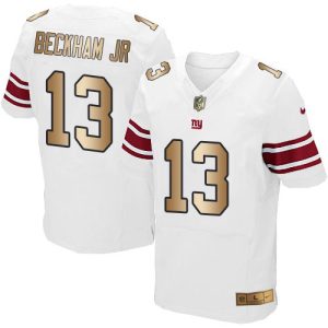 Giants #13 Odell Beckham Jr White Men's Stitched NFL Elite Gold Jersey