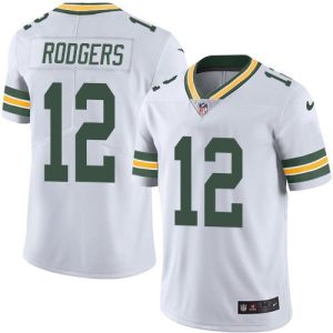 Packers #12 Aaron Rodgers White Youth Stitched NFL Limited Rush Jersey