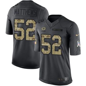 Packers #52 Clay Matthews Black Youth Stitched NFL Limited 2016 Salute to Service Jersey