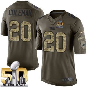 Panthers #20 Kurt Coleman Green Super Bowl 50 Youth Stitched NFL Limited Salute to Service Jersey
