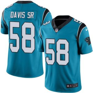 Panthers #58 Thomas Davis Sr Blue Youth Stitched NFL Limited Rush Jersey