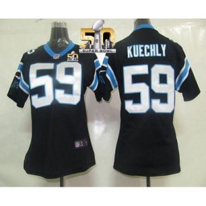 Panthers #59 Luke Kuechly Black Team Color Super Bowl 50 Women's Stitched NFL Elite Jersey