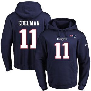 Patriots #11 Julian Edelman Navy Blue Name & Number Pullover NFL Hoodie