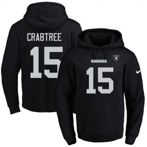 Raiders #15 Michael Crabtree Black Name & Number Pullover NFL Hoodie