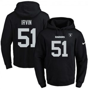 Raiders #51 Bruce Irvin Black Name & Number Pullover NFL Hoodie