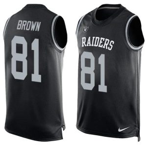 Raiders #81 Tim Brown Black Team Color Men's Stitched NFL Limited Tank Top Jersey