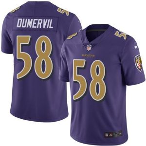 Ravens #58 Elvis Dumervil Purple Men's Stitched NFL Limited Rush Jersey