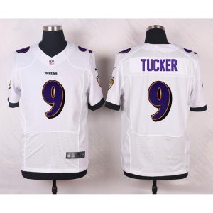 Ravens #9 Justin Tucker White Men's Stitched NFL New Elite Jersey