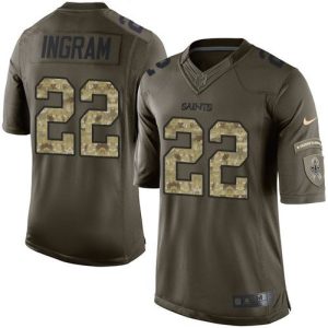 Saints #22 Mark Ingram Green Youth Stitched NFL Limited Salute to Service Jersey