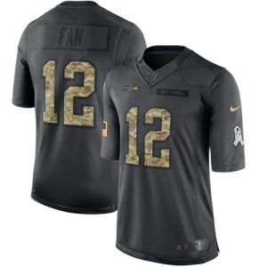 Seahawks #12 Fan Black Men's Stitched NFL Limited 2016 Salute to Service Jersey