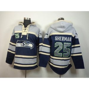 Seahawks #25 Richard Sherman Navy Blue Sawyer Hoodie Sweatshirt NFL Hoodie