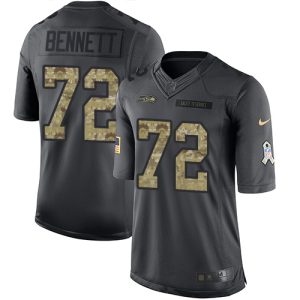 Seahawks #72 Michael Bennett Black Youth Stitched NFL Limited 2016 Salute to Service Jersey