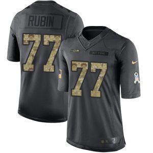 Seahawks #77 Ahtyba Rubin Black Men's Stitched NFL Limited 2016 Salute to Service Jersey