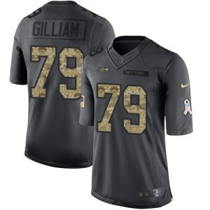 Seahawks #79 Garry Gilliam Black Men's Stitched NFL Limited 2016 Salute to Service Jersey