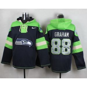 Seahawks #88 Jimmy Graham Steel Blue Player Pullover NFL Hoodie