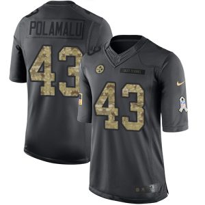 Steelers #43 Troy Polamalu Black Men's Stitched NFL Limited 2016 Salute to Service Jersey