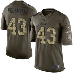Steelers #43 Troy Polamalu Green Youth Stitched NFL Limited Salute to Service Jersey