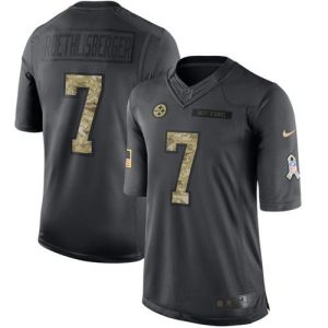 Steelers #7 Ben Roethlisberger Black Youth Stitched NFL Limited 2016 Salute to Service Jersey