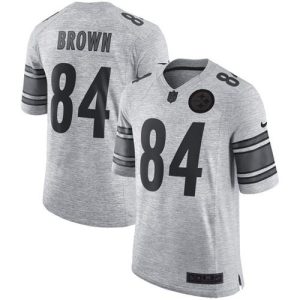 Steelers #84 Antonio Brown Gray Men's Stitched NFL Limited Gridiron Gray II Jersey